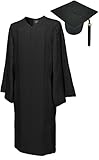 Cap & Gown & Tassel & Year Charm, Set Matte, size 51 black