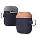 elago Duo Hang Case Compatible with Apple AirPods Case 1 & 2, Carabiner Included, Supports Wireless Charging, 2 Color Caps + 1Body [Peach, Grey + Jean Indigo]