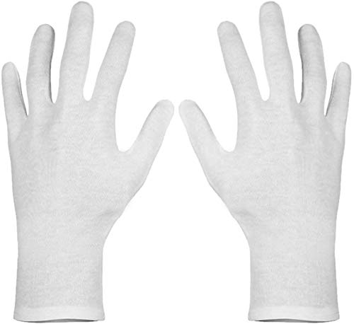 Paxcoo 12 Pairs XL White Cotton Gloves for Dry Hand Moisturizing Cosmetic Eczema Hand Spa and Coin Jewelry Inspection