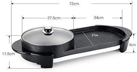 review SPLY DTEM Barbecue Electric Barbecue Pot with hot Pot 2-in-1, Indoor/Outdoor 1500 watt Electric Oven/teppanyaki Electric Barbecue Grill/hot Pot, smokeless Electric Heating Pot