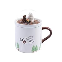 Evibooin Cute Porcelain Coffee Mug Tea Mug, Cup with Bears Story View Lid