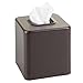 mDesign Metal Square Tissue Box Cover, Modern Facial Paper Holder - Accessories for Bathroom Vanity Countertop, Bedroom Dresser, Night Stand, Desk, Office and End Table - Unity Collection - Brown