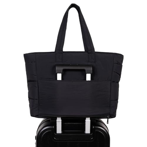 Gocase Bolsa Tote Puffer, Preta, Leve e Espaçosa, com Compartimento para Notebook até 35,5cm