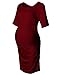 Maternity Bodycon Dress Short Sleeve Ruched Sides Knee Length Dress Burgundy M