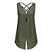 iYBUIA Women Loose Sleeveless Solid Tank Top Cross Back Hem Layed Zipper V-Neck T Shirts Topsthumb 4