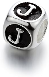 Alphabet Charm Beads A to Z Letter Initial J by AnalysisyLove Fits Charm Bracelets and Necklaces