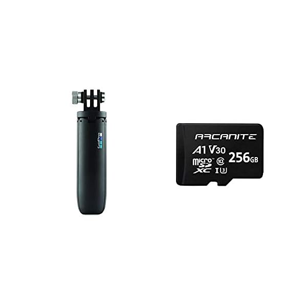 GoPro Shorty - Mini-Verlängerungsstange und Stativ schwarz + ARCANITE 256 GB microSDXC-Speicherkarte mit Adapter - UHS…