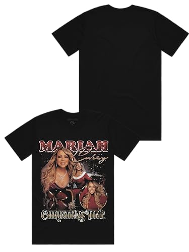 Mariah Carey Unisex’s Standard Official Christmas Time Tour Merch 90s Collage T-Shirt, Black