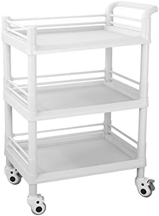 ERRU- 3 Shelf Hairdresser Salon Medical Rolling Cart, Equipment Beauty Storage Organizer, Home Hospital Utility Trolley with Wheels (Size : 64.5x44.5x98cm)