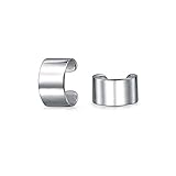 Bling Jewelry 925 Silver Modern Polished Wide Ear Cuffs Rhodium Plated