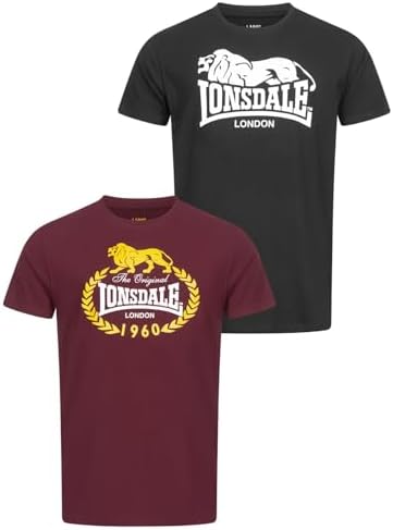 Herren T-Shirt Normale Passform Doppelpack ECCLAW XL, Black/Oxblood