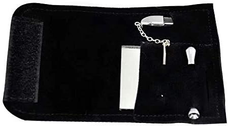 JINNUO Tobacco Kit,Snorting in a Leather Folder, Sniff Bottle, Spoon, Mirror (Black)