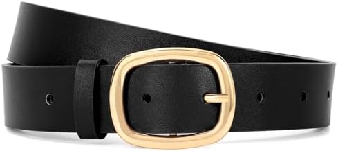 Women\'s Ratchet Leather Belt with Gold Automatic Sliding Buckle, 1.2\