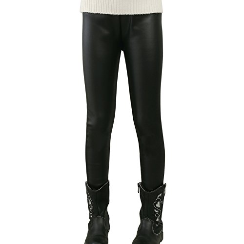 BLOSSOMLIFE Kid Skinny Trouser Girls Faux Leather Pants Breathable Girl Fake Leather Leggings on
