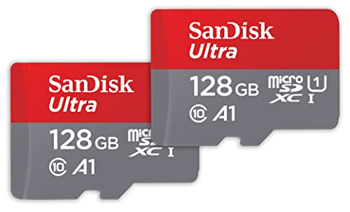 SanDisk 128 GB Ultra microSDXC UHS-I scheda, con adattatore SD, fino a 140 MB/s, prestazioni dell'app A1, Classe 10, U1. Twin Pack
