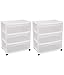 Sterilite 29308001 Wide 3 Drawer Cart, White Frame with Clear Drawers and Black Casters, 2-Pack