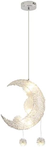 Modern Fashion Spherical Hanging Light,Creative Moon And Stars Fairy LED Pendant Lamp Chandelier Ceiling Light Kids Children Bedroom Decoration (Color : White light)