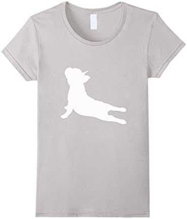 Womens French Bulldog Yoga T-Shirt Small Silver
