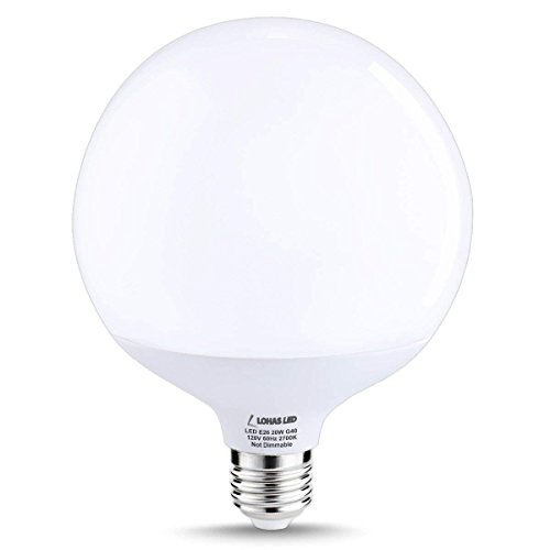LOHAS Globe Light Bulbs G40 LED, 200W Equivalent Edison LED Globe Bulb(20W), Warm White 2700K, E26 Garage Warehouse Brightness Light Bulb, 270 Degree Beam Angle, Not-Dimmable