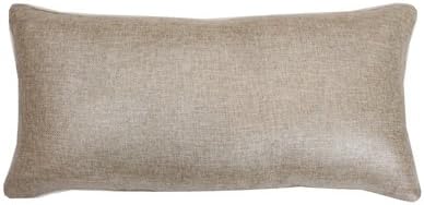 Thro by Marlo Natural Silver DALLAS Foil Contrast Back Faux Linen Pillow