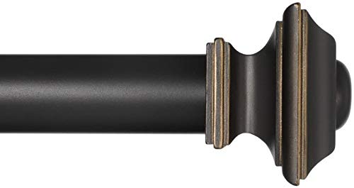 Ivilon Drapery Treatment Window Curtain Rod - Square Design 1 1/8 Rod. 16 to 28 Inch - Antique Black