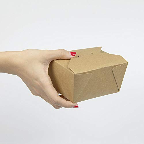 [36 Pack] 30 oz 5 x 4.5 x 2.5" Disposable Paper Take Out Food Containers, Microwaveble Folding Natural Kraft to Go Boxes #1 - Thumbnail 5