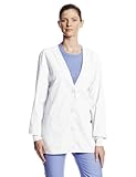 Cherokee Women's Workwear Scrubs Cardigan Warm-Up Jacket, White, X-Large