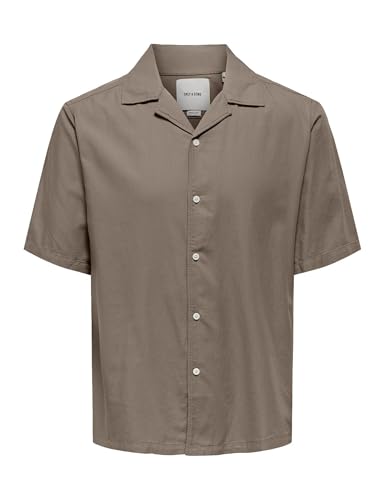ONLY & SONS Shirt Onsdilem Reg 0300 SS Resort-Camiseta, fósil, S Hombres
