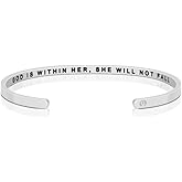 MantraBand Bracelets - Inspirational Engraved Adjustable Mantra Band Cuff Bracelet - Silver color - Gifts for Women…