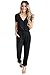 Cinyifaan Women's V Neck Casual Loose Long Jumpsuits Romper Playsuit with Belt,Small,Black