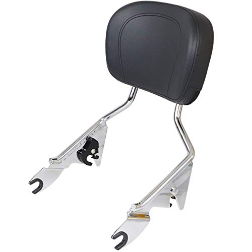 AUFER Detachable Backrest Sissy Bar Upright Passenger Backrest w/Pad For Touring Road King Street Glide FLHR FLHX FLHT FLTR 2009-2020 (Chrome)