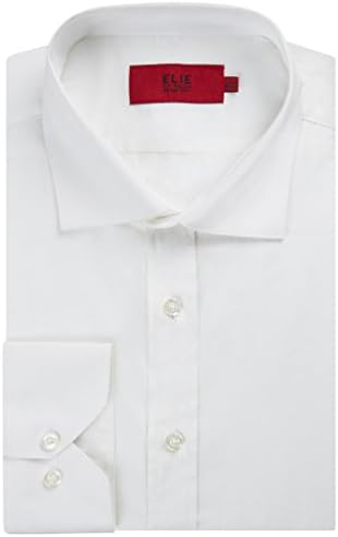 Elie Balleh Men's EBSH37 Cotton Slim Fit Long Sleeve Solid Dress Shirt - White - M