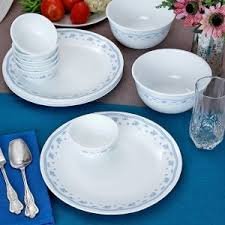 Corelle Livingware Morning Dinner Set, 21-Pieces, White/Blue