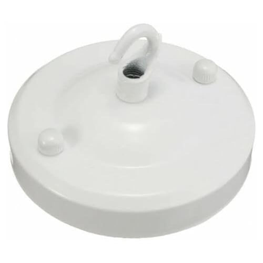 LEDSONE White Vintage Single Out Ceiling Rose Hook Plate for Light Fitting Chandelier, 108mm Metal Antique Side Fitting Ceiling Plate with Accessories for Ceiling and Wall Lamp
