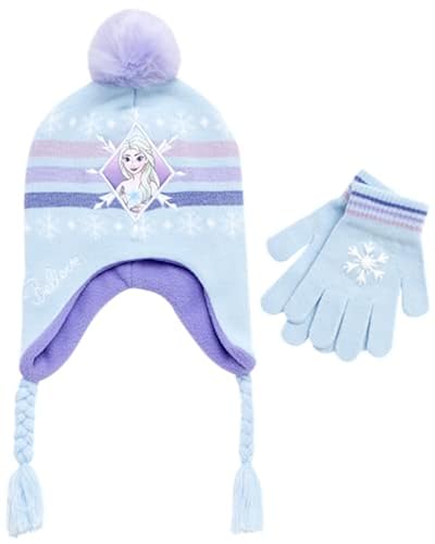 Disney Girls' Winter Set: Ear Flap Beanie Hat, Gloves or Mittens