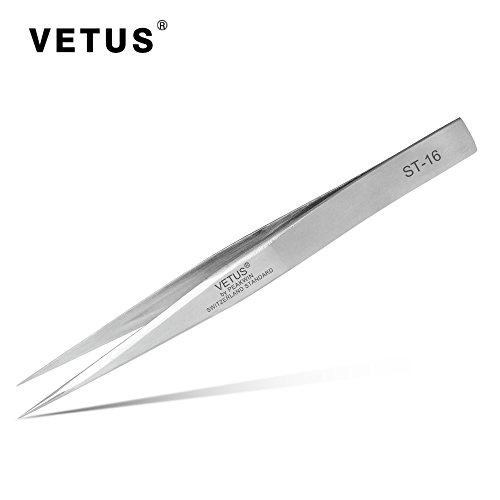Vetus Tweezer Stainless Steel Non-magnetic Pointed Tip Professional Eyelash Eyebrow Switzerland Standard ST-16