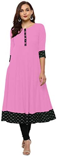 TIENER Anarkali kurti for women or girls long cotton slub 4 colours