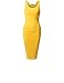 TWINTH Scoop Neck Styleish Sccop Neck Midi Slim Dress Yellow M