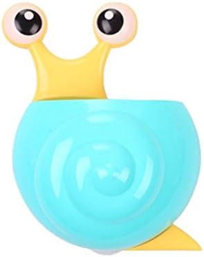2 Pack Lovely Bee Snail Suction Cup Wall Mount Toothbrush Holder Pencil Pen Container Box Plastic Travel Pocket Storage Organizer (Snails Blue-2 Pack)