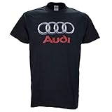 Audi Chrome Photographic Logo on a Black T Shirt Medium
