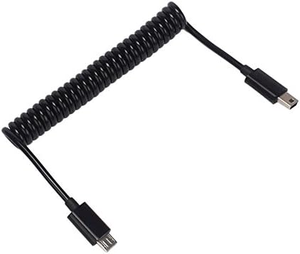 ELEFA E1005 3FT 1M Spring Coiled Micro USB B to Mini USB 5 Pin Male Adapter Spiral Cable