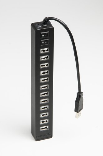 Sabrent 13 Port High Speed USB 2.0 Hub with Power Adapter And 2 Control Switches (HB-U14P)