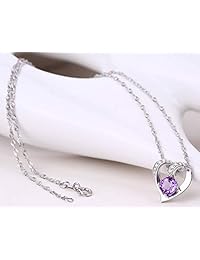 Collar de plata de ley con colgante de amatista de cristal para mujer, topacio azul, piedra natural, regalo de cumpleaños