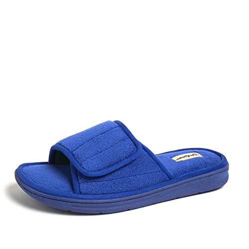 Dearfoams Men's Adjustable Indoor/Outdoor Memory Foam Machine Washable Summer Slide Slipper