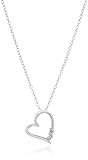 Sterling Silver Diamond 2-Stone Heart Pendant Necklace (1/10cttw, I-J Color, I2-I3 Clarity)