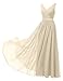 Alicepub V-Neck Chiffon Bridesmaid Dress Long Party Prom Evening Dress Sleeveless
