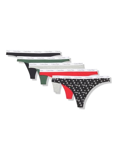 Calvin Klein Carousel Logo Cotton Stretch Thong Panties, Multipa