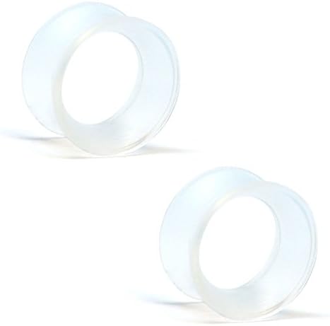 KAOS BRAND: Pair of Silicone Double Flared Skin Eyelets: 1/2", wearable length: 5/16", Clear