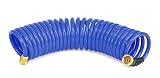 HoseCoil 3/8 inch Self Coiling Garden, Marine, RV, Outdoor Water Hose (25 feet, Blue)
