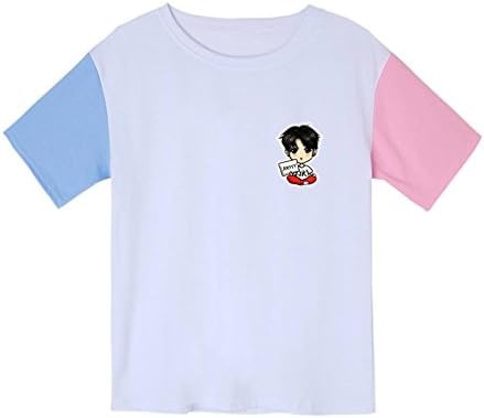 Fashionoly Harajuku Women T-Shirt Summer BTS Bangtan Boys Cotton Patchwork Cartoon Jungkook Femme White Tops Tees